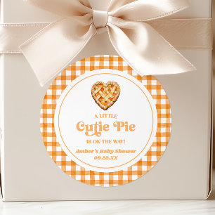 A Little Cutie Pie Retro Baby Shower Classic Round Sticker