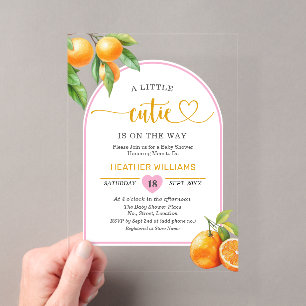 A Little Cutie Pink All in One Baby Shower Acrylic Invitations