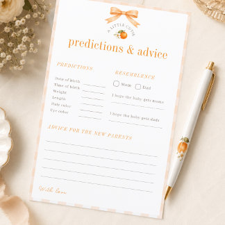 A Little Cutie Predictions & Advice Activity Card