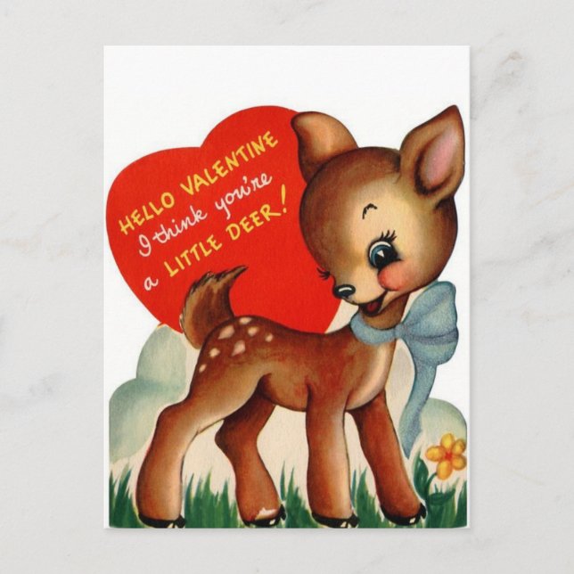 A Little Deer | Vintage Valentine | Postcard (Front)