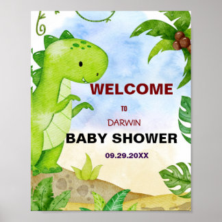 A Little Dino is Hatching Soon! Baby Shower Poster