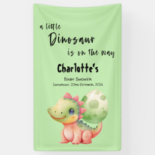 A Little Dinosaur Is On The Way Baby Shower Banner