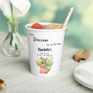 A Little Dinosaur Is On the Way Baby Shower Paper Cups