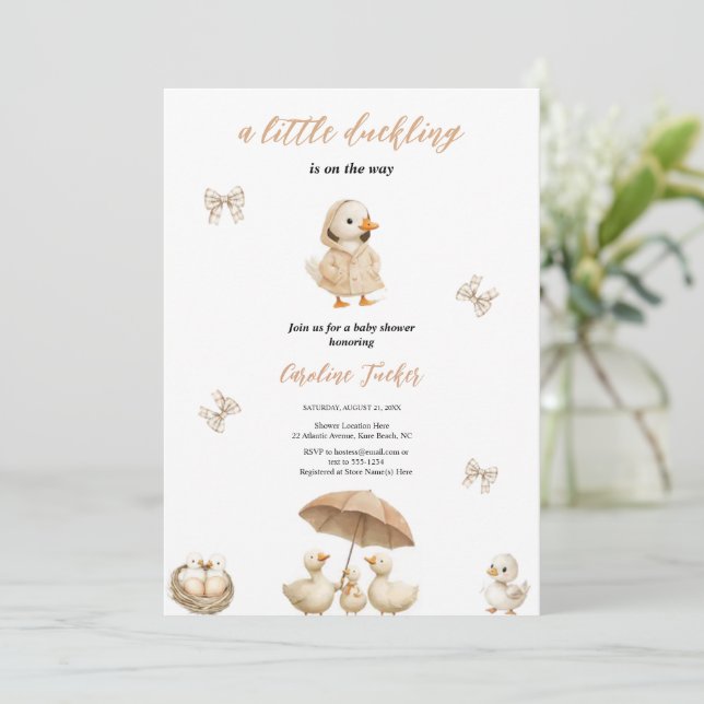 A LITTLE DUCKLING  BABYSHOWER DUCKS INVITATION (Standing Front)
