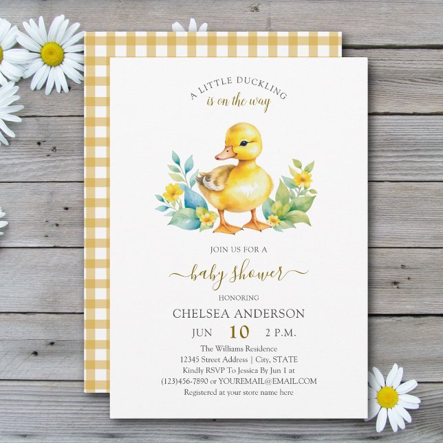 A Little Duckling is On The Way Duck Baby Shower Invitation (Creator Uploaded)
