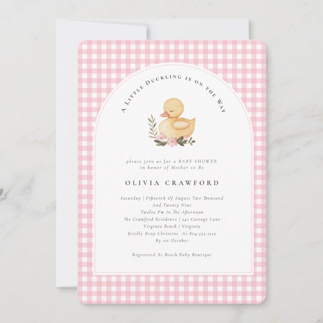 A Little Duckling Is on the Way Duck Baby Shower Invitation (Front)