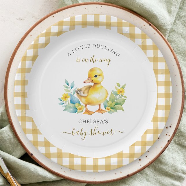 A Little Duckling is On The Way Duck Baby Shower Paper Plate (Creator Uploaded)