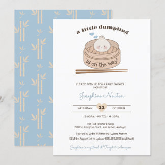 A Little Dumpling Baby Bao Boy Shower Invitation