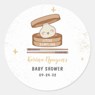 A Little Dumpling Baby Shower Classic Round Sticker