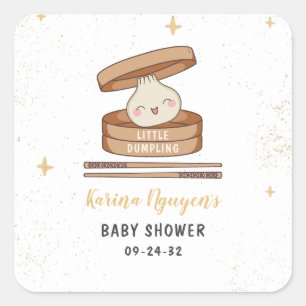 A Little Dumpling Baby Shower Square Sticker