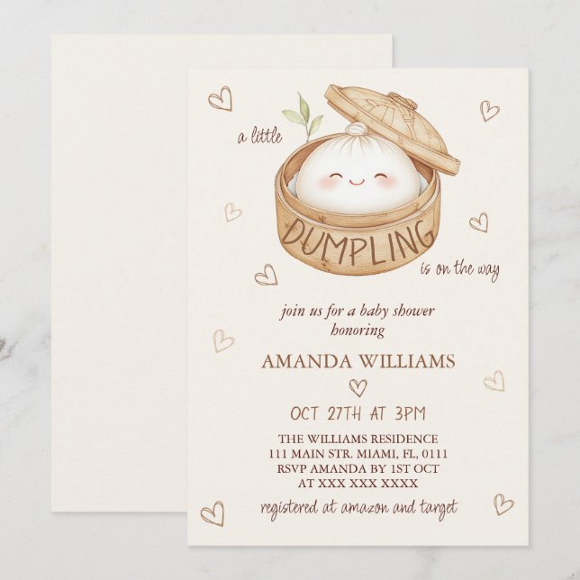 A little Dumpling Is on The Way Baby Shower Invitation (Front/Back)