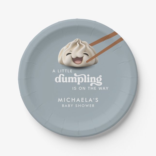 A Little Dumpling Is On The Way Baby Shower Paper Plate (Front)