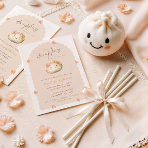 A Little Dumpling on the Way Cute Baby Girl Shower Invitation