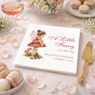 A Little Fairy Cute Girl Baby Shower Red Mushroom Napkin