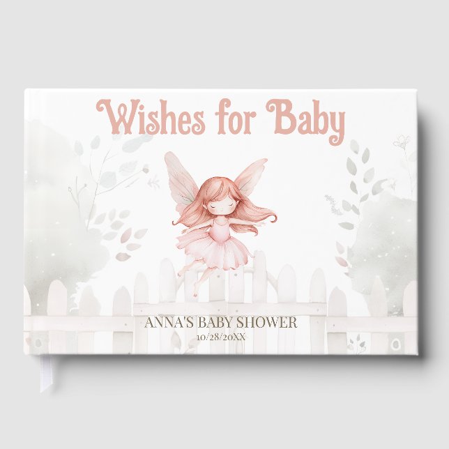 A Little Fairy is on the way Baby Shower Guest Book (Front)