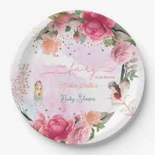 A Little Fairy Is On The Way Girl Baby Shower Paper Plate