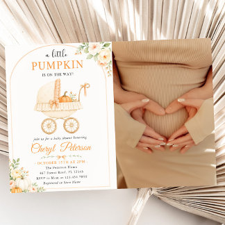 A Little Fall Pumpkin Baby Shower Photo Invitation