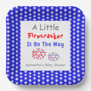 A Little Firecracker Is On The Way Paper Plate