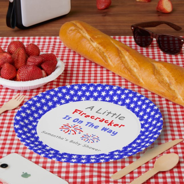A Little Firecracker Is On The Way Paper Plate (Picnic)