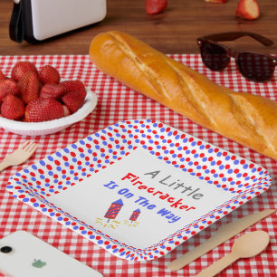 A Little Firecracker Is On The Way Paper Plate
