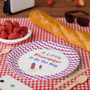 A Little Firecracker Is On The Way Paper Plate