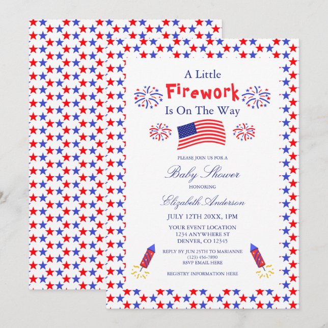 A Little Firework Is On The Way Baby Shower Invitation (Front/Back)
