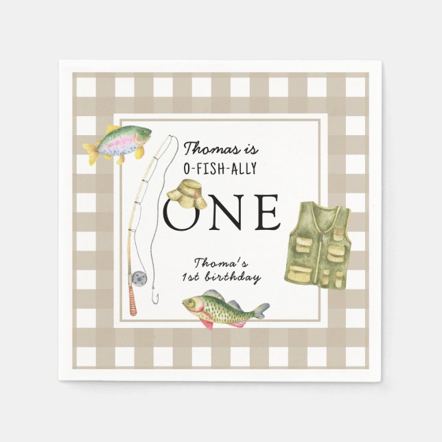 A little Fisherman Birthday Party Napkin (Front)