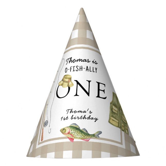 A little Fisherman Birthday Party Party Hat (Front)