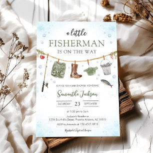 A Little Fisherman Fishing Baby Shower Invitation