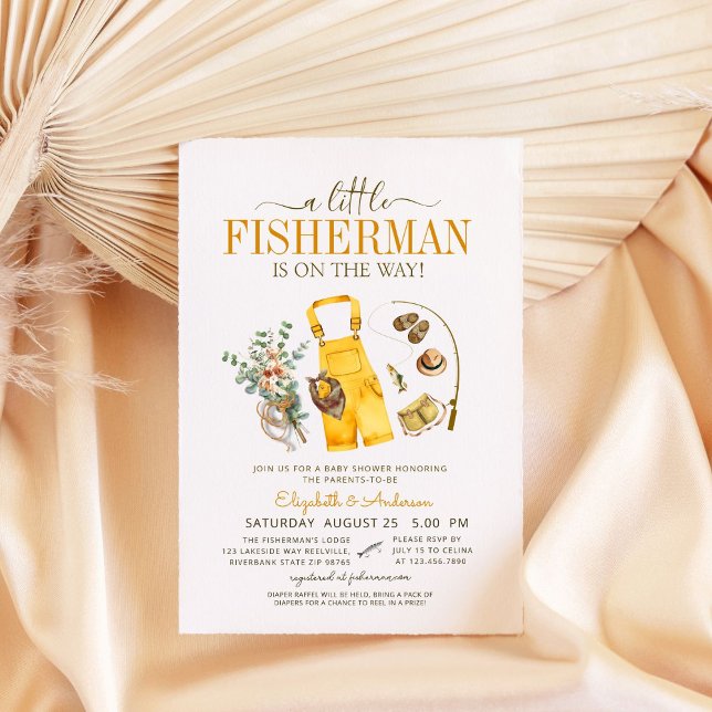 A Little Fisherman Is On The Way Baby Shower Invitation (Creator Uploaded)