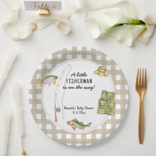 A little fisherman is on the way Baby Shower  Paper Plate