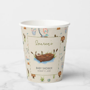 A Little Fisherman Watercolor Script Baby Shower Paper Cups