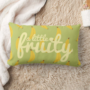 A Little Fruity, Playful Green and Yellow Banana Lumbar Pillow