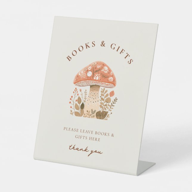 A Little Fun Guy Mushroom Baby Shower  Pedestal Sign (Front)