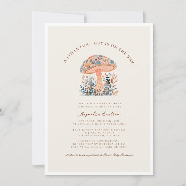 A Little Fun Guy Mushroom Fall Baby Shower  Invitation (Front)