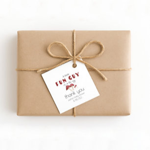 A Little Fun Guy Watercolor Mushroom Baby Shower  Favour Tags