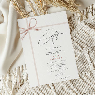 A little Gift' Bow Ribbon Neutral Baby Shower Invitation