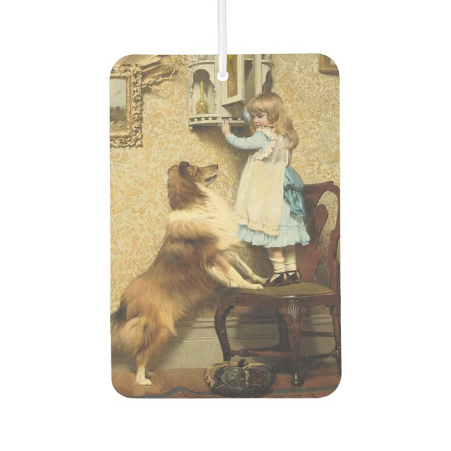 A Little Girl and Her Sheltie by Burton Barber Air Freshener (Front)