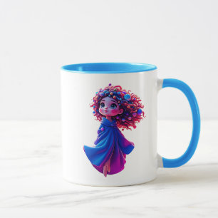 A little girl floats peacefully in the air. mug