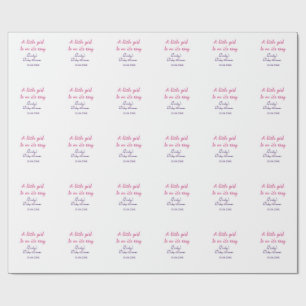 A little girl is on its way baby shower pink name  wrapping paper