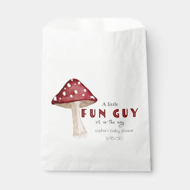 A Little Gun Guy Red Mushroom Boy Baby Shower  Favour Bag (Front)
