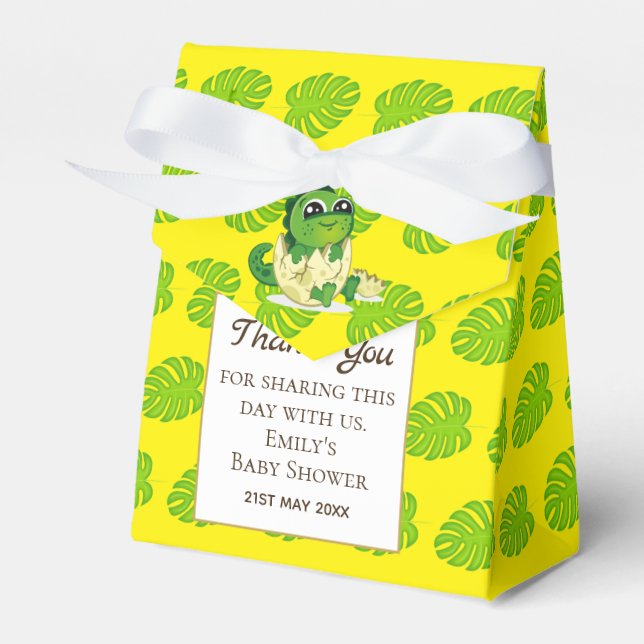 A Little Hatchling DINOSAUR Baby Shower Party Favor Box (Front Side)