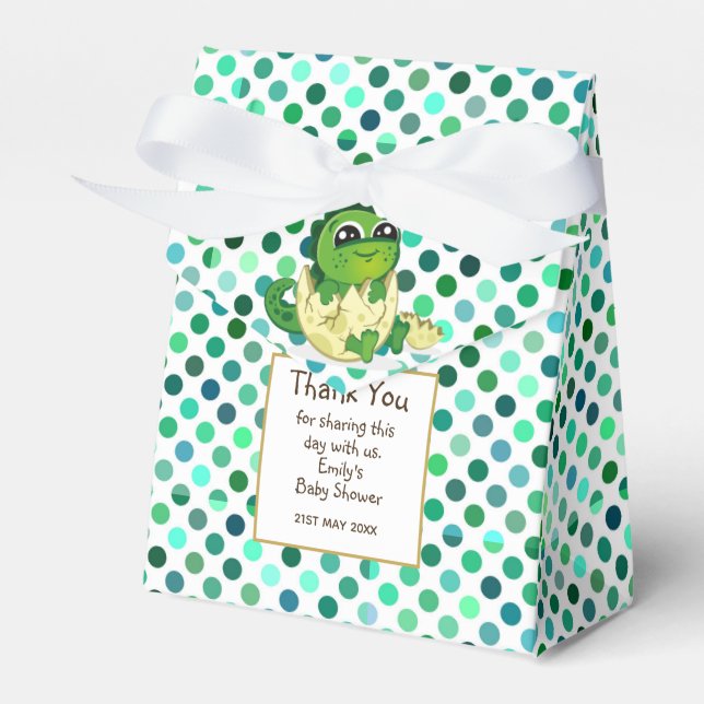 A Little Hatchling DINOSAUR Baby Shower Party Favor Box (Front Side)