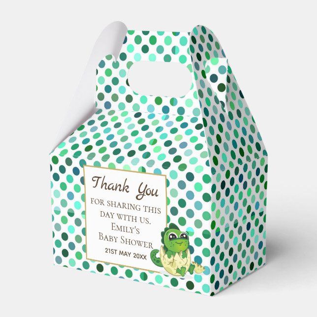A Little Hatchling DINOSAUR Baby Shower Party Favor Box (Front Side)