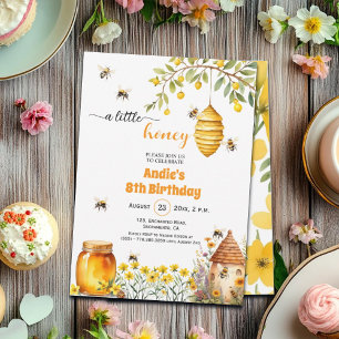 A Little Honey 8th Birthday Invitation