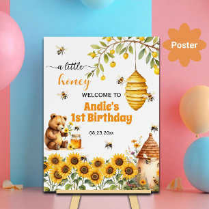 A Little Honey Any Year Birthday Party Welcome Poster