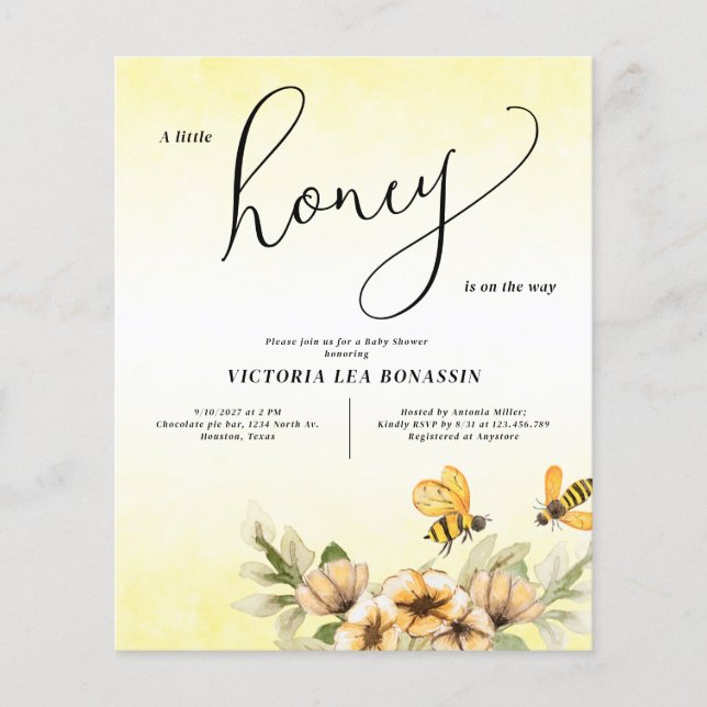 A little honey bee Baby Shower Invitation (Front)