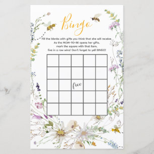 A Little Honey Bee Wildflower Baby Shower Bingo