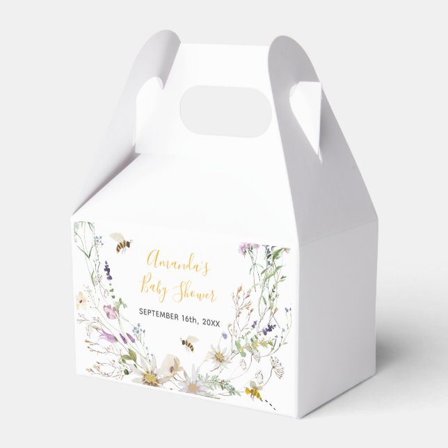 A Little Honey Bee Wildflower Baby Shower Favor Box (Front Side)
