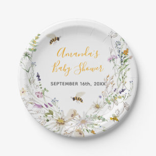 A Little Honey Bee Wildflower Baby Shower Paper Plate
